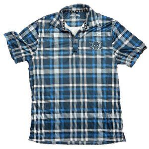 TATTOO GOLF GT Collection Blue Checkered Mens Golf Polo Shirt Medium